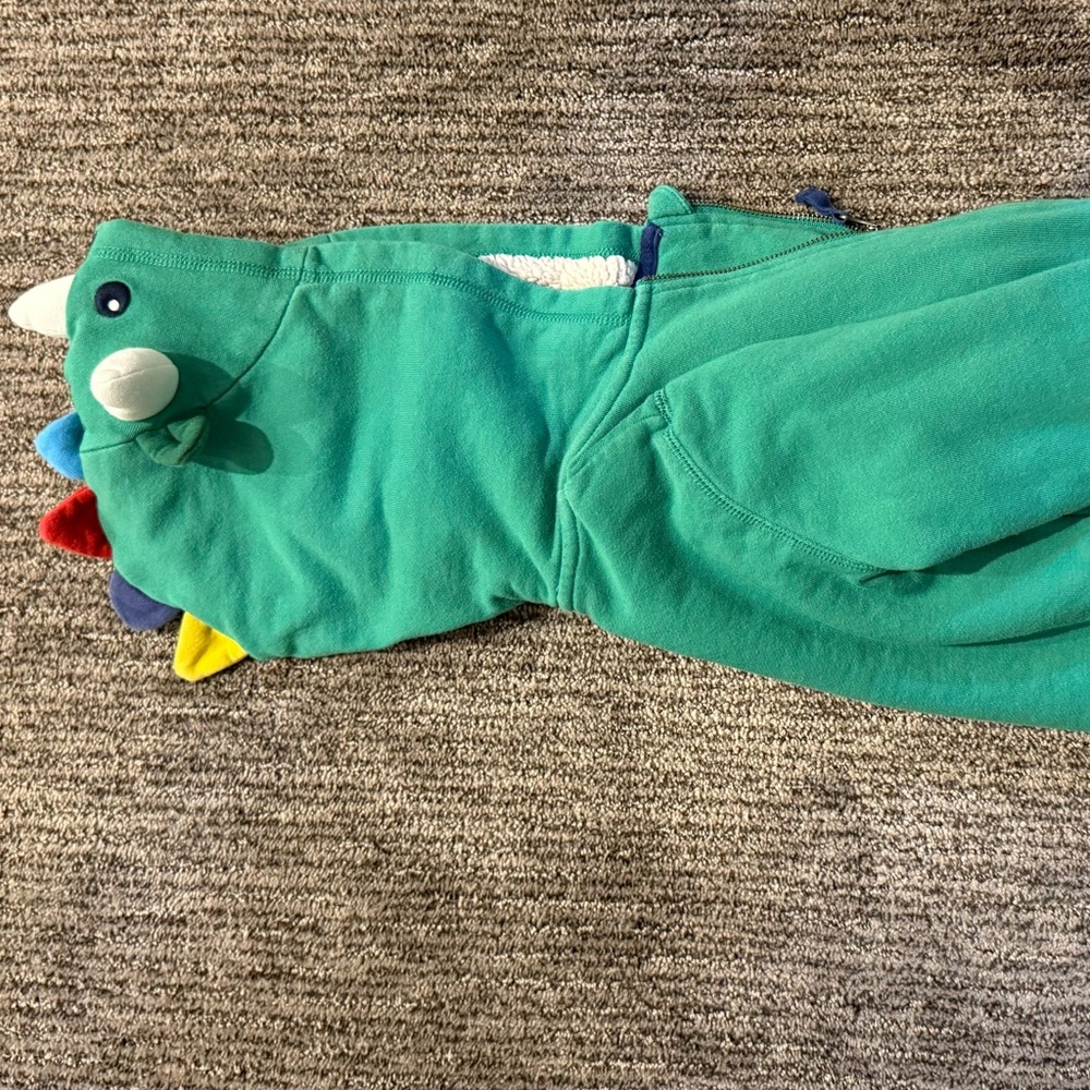 Mini Boden Teal Dinosaur Hoodie for Kids - Picture 3 of 4